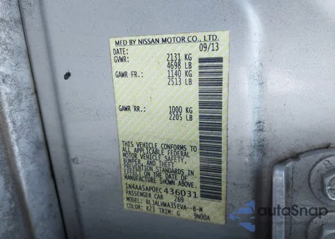 2014 Nissan Maxima 3.5 Sv z USA, uszkodzony, nr VIN 1N4AA5AP0EC436031